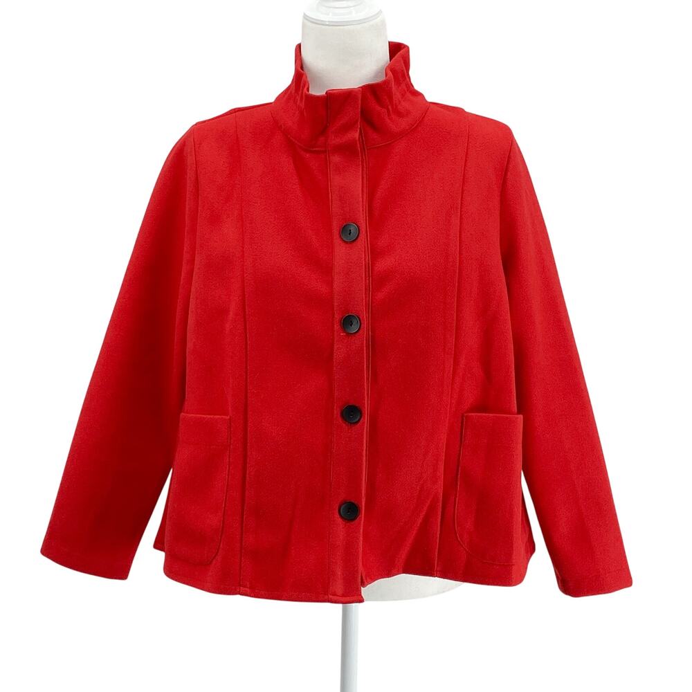 Trisha Tyler Red Petite Jacket Wire Collar Button Front